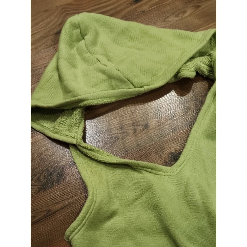 Free People FP Beach Free Oliver Terry Romper Boho Sporty Hoodie Green Medium